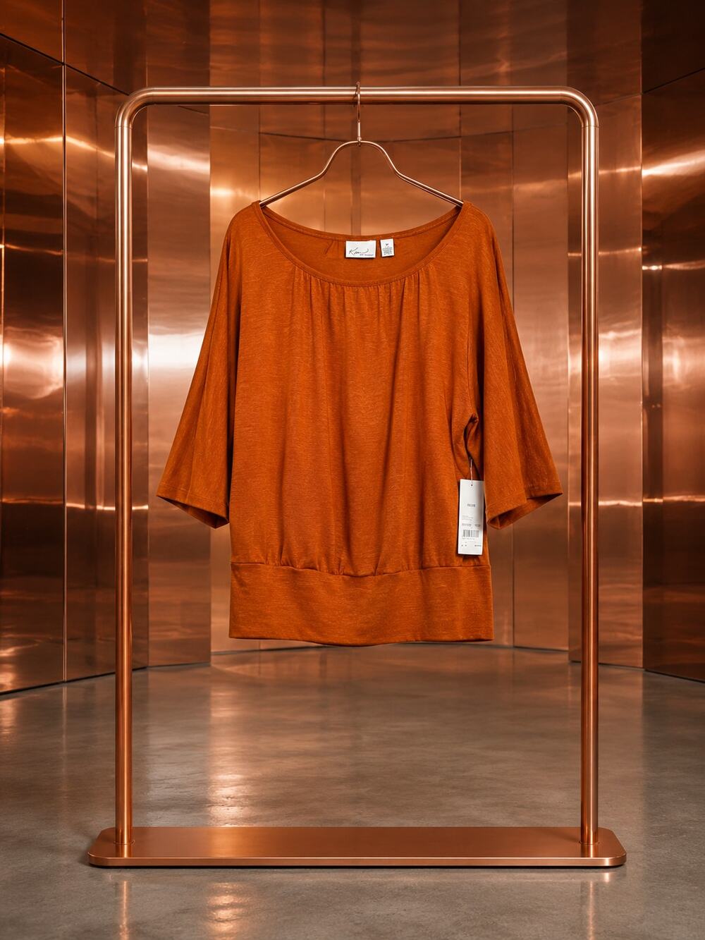 Kim Rogers Burnt Orange Dolman Sleeve Knit Top Women's Medium NWT